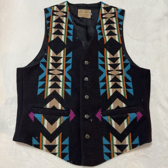 Pendleton Other - Vintage Pendleton Westernwear Vest Wool Southwest Aztec USA Mens 40 Black